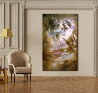 Rembrandt van Rijn – Durga en de Draak olieverfschilderij: mythische scène met Durga en draak, perfect voor klassieke interieurinrichting. Geschilderd op zuurvrij canvas, klaar om op te hangen.