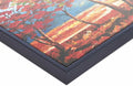 Zwarte Baklijst: Dark blue frame encases an oil-style autumn landscape, showcasing vibrant tree trunks. Ideal for enhancing interior design with modern artistry.