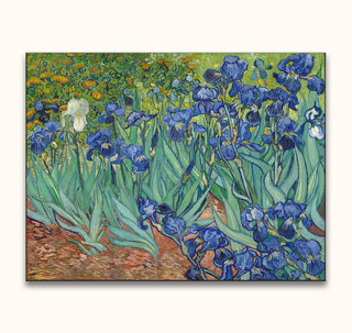 Vincent van Gogh's Irissen reproduction: hand-painted oil on canvas depicting vibrant irises with swirling brushstrokes. Museum-quality, ready to hang, UV-protected.
